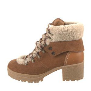 See By Chloe - Eileen Mid Heel Hiker Laceup boot in suede & shearlingsee